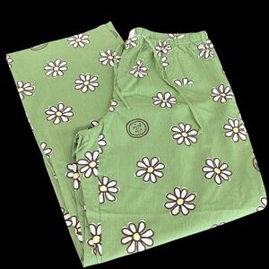 NEW Life is Good Pajama Pants Womens Large Sleepwear Green Daisy Floral Cotton